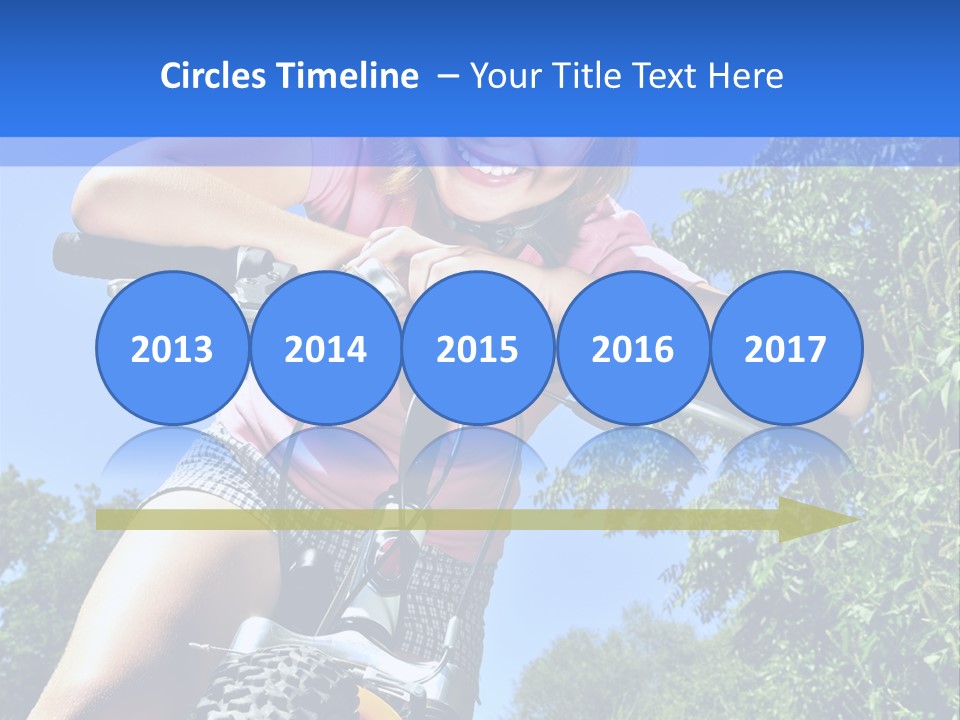 Portrait Of A Teenage Girl On A Bicycle In Summer Park Outdoors PowerPoint Template