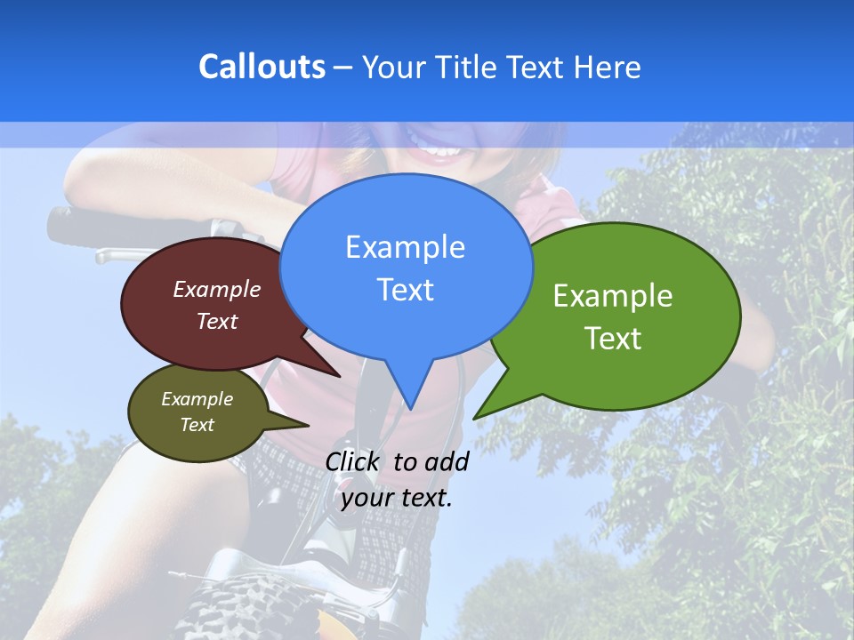 Portrait Of A Teenage Girl On A Bicycle In Summer Park Outdoors PowerPoint Template