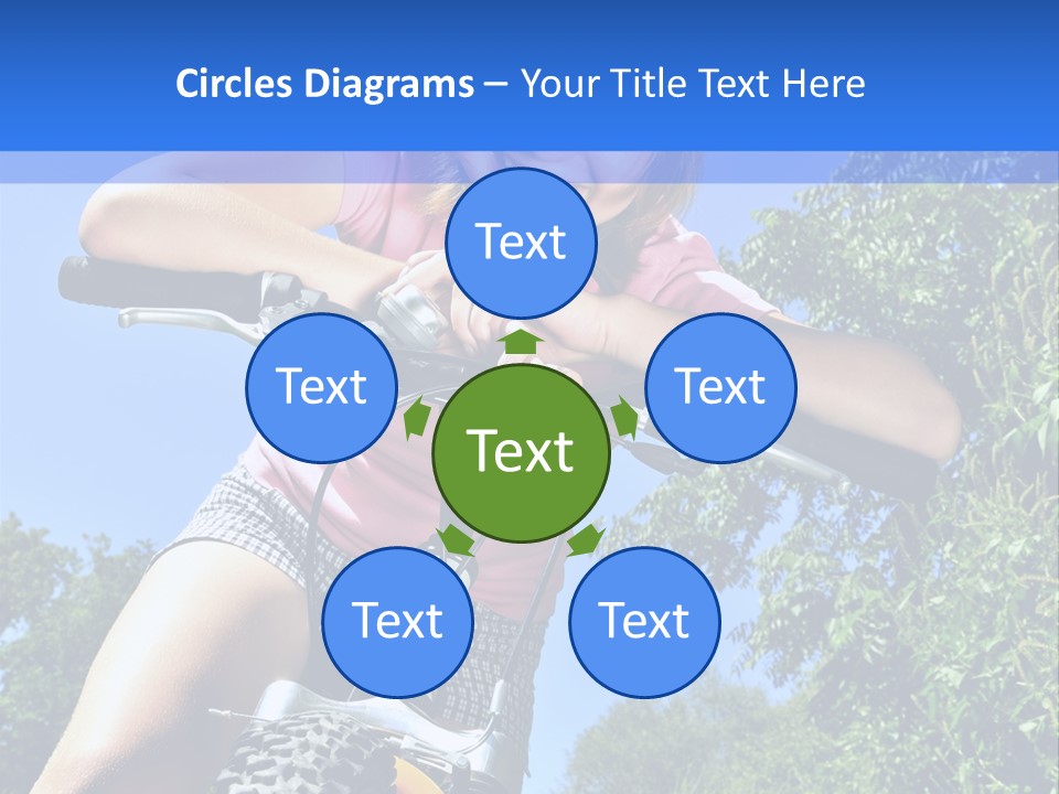 Portrait Of A Teenage Girl On A Bicycle In Summer Park Outdoors PowerPoint Template