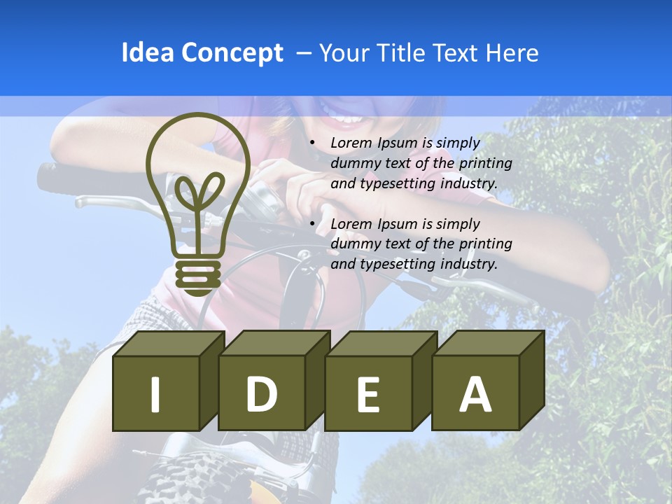 Portrait Of A Teenage Girl On A Bicycle In Summer Park Outdoors PowerPoint Template