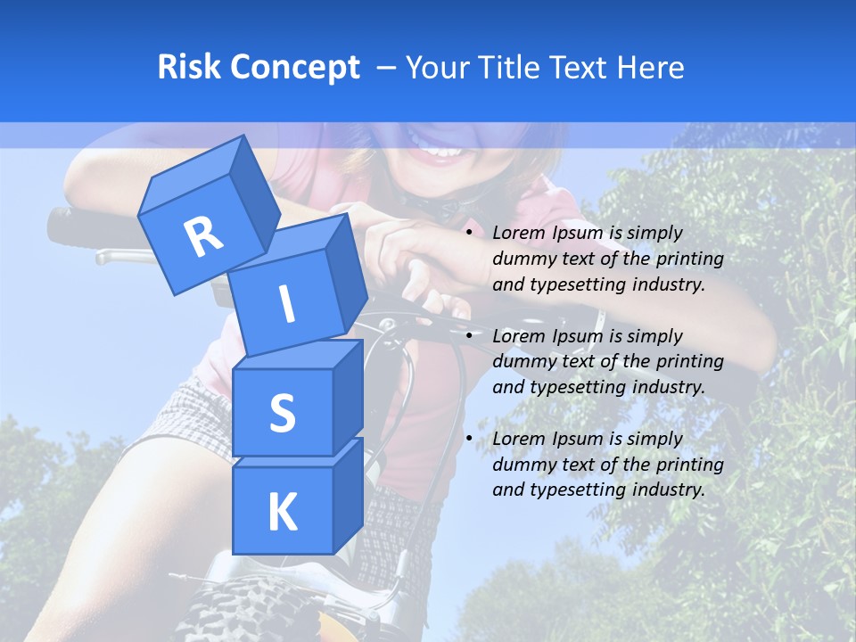 Portrait Of A Teenage Girl On A Bicycle In Summer Park Outdoors PowerPoint Template