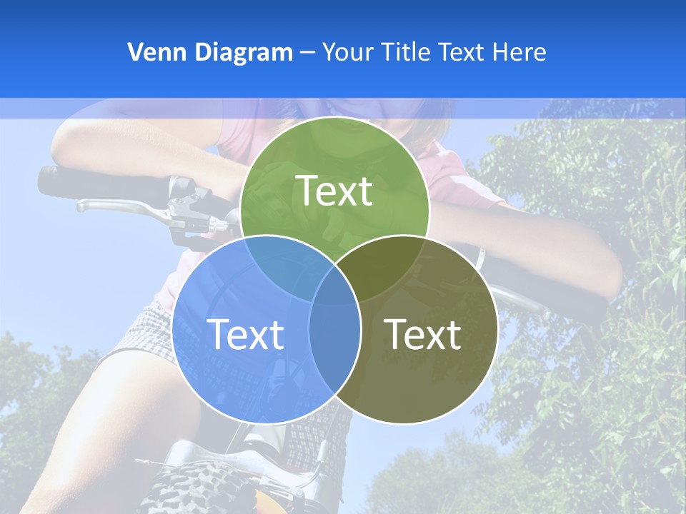 Portrait Of A Teenage Girl On A Bicycle In Summer Park Outdoors PowerPoint Template