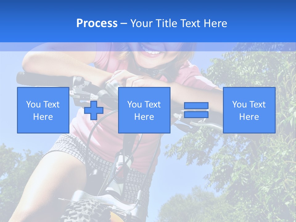 Portrait Of A Teenage Girl On A Bicycle In Summer Park Outdoors PowerPoint Template