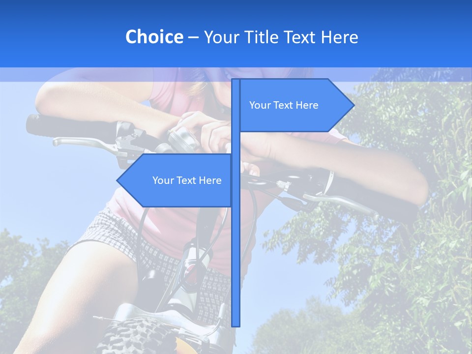 Portrait Of A Teenage Girl On A Bicycle In Summer Park Outdoors PowerPoint Template