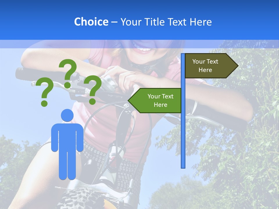 Portrait Of A Teenage Girl On A Bicycle In Summer Park Outdoors PowerPoint Template