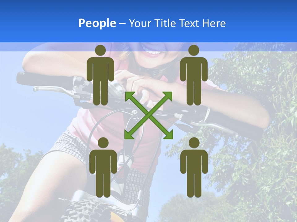 Portrait Of A Teenage Girl On A Bicycle In Summer Park Outdoors PowerPoint Template