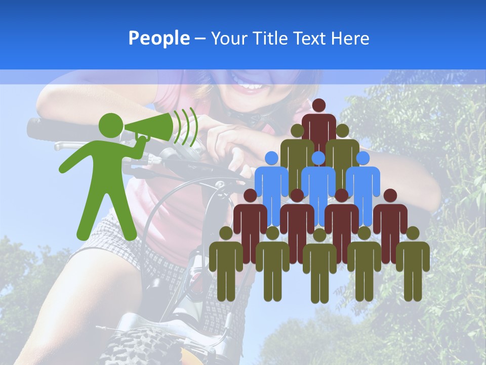 Portrait Of A Teenage Girl On A Bicycle In Summer Park Outdoors PowerPoint Template