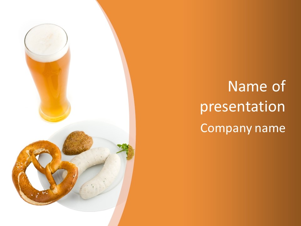 A Plate Of Pretzels And A Glass Of Beer On A Table PowerPoint Template