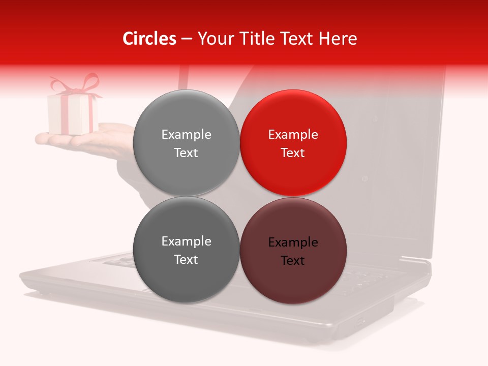 A Person Holding A Present In Front Of A Laptop PowerPoint Template