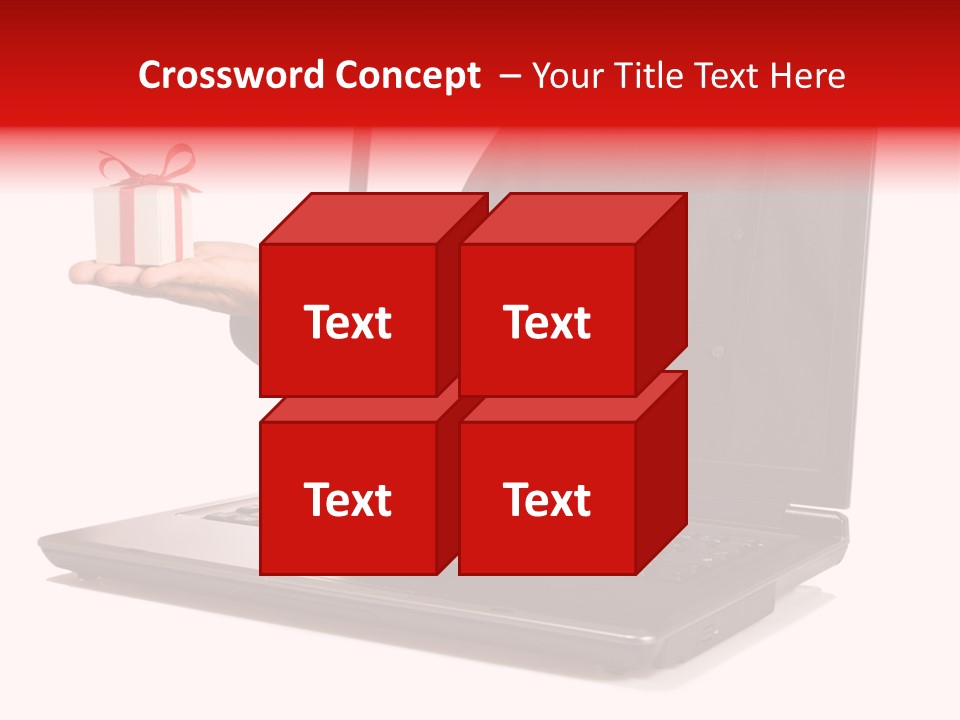 A Person Holding A Present In Front Of A Laptop PowerPoint Template