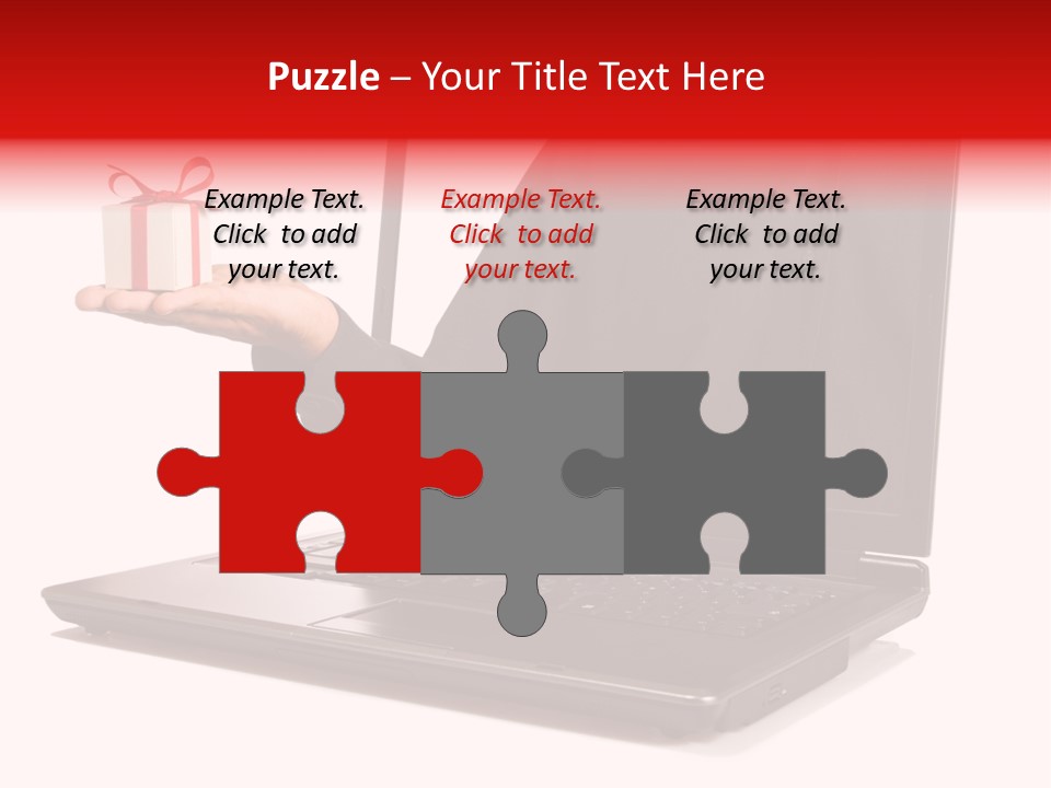 A Person Holding A Present In Front Of A Laptop PowerPoint Template