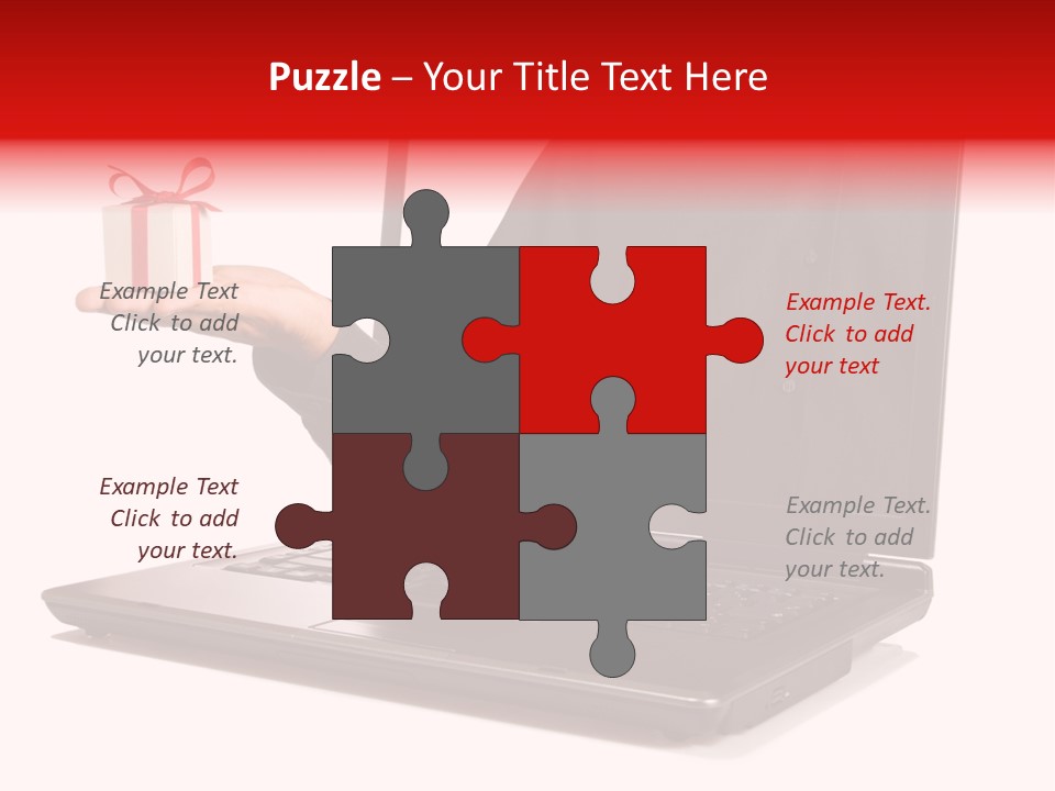 A Person Holding A Present In Front Of A Laptop PowerPoint Template