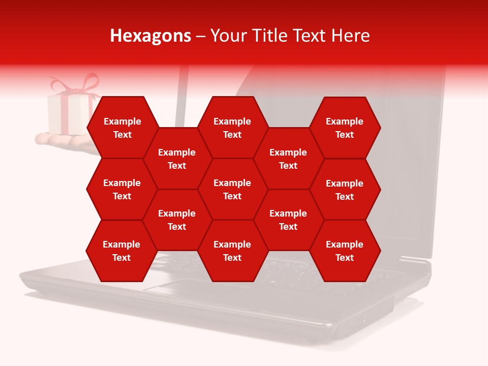 A Person Holding A Present In Front Of A Laptop PowerPoint Template