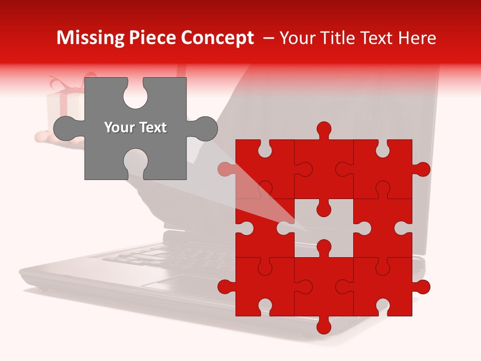 A Person Holding A Present In Front Of A Laptop PowerPoint Template