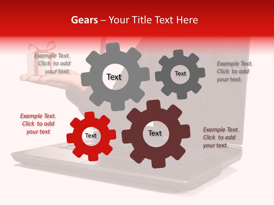 A Person Holding A Present In Front Of A Laptop PowerPoint Template