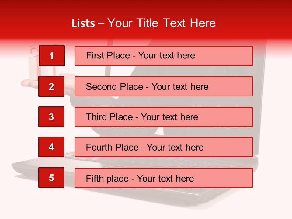 A Person Holding A Present In Front Of A Laptop PowerPoint Template