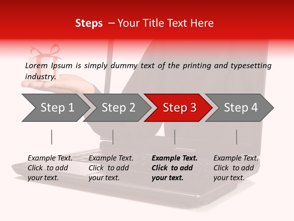 A Person Holding A Present In Front Of A Laptop PowerPoint Template
