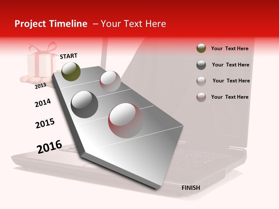 A Person Holding A Present In Front Of A Laptop PowerPoint Template