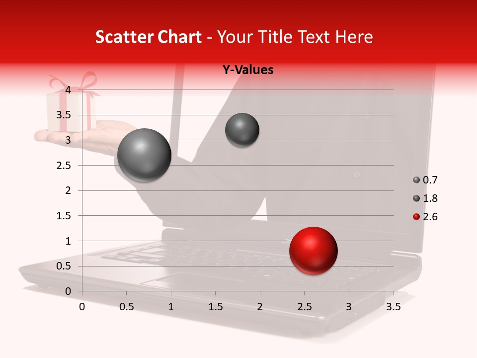 A Person Holding A Present In Front Of A Laptop PowerPoint Template