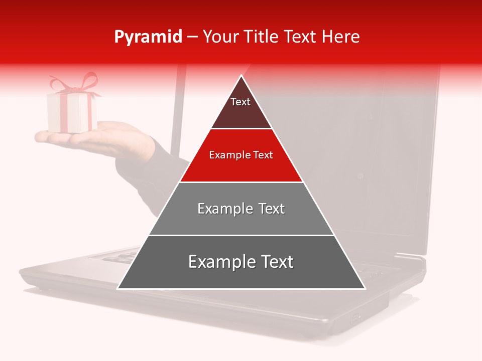 A Person Holding A Present In Front Of A Laptop PowerPoint Template