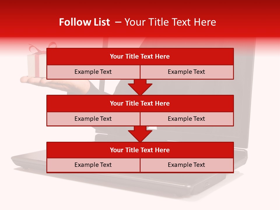 A Person Holding A Present In Front Of A Laptop PowerPoint Template