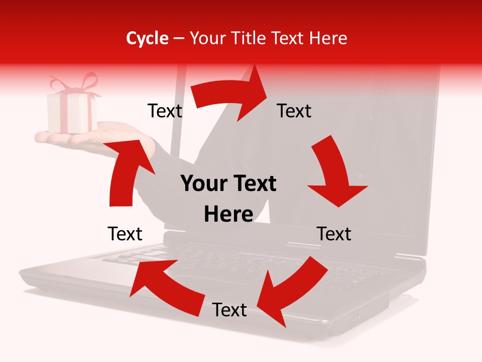 A Person Holding A Present In Front Of A Laptop PowerPoint Template