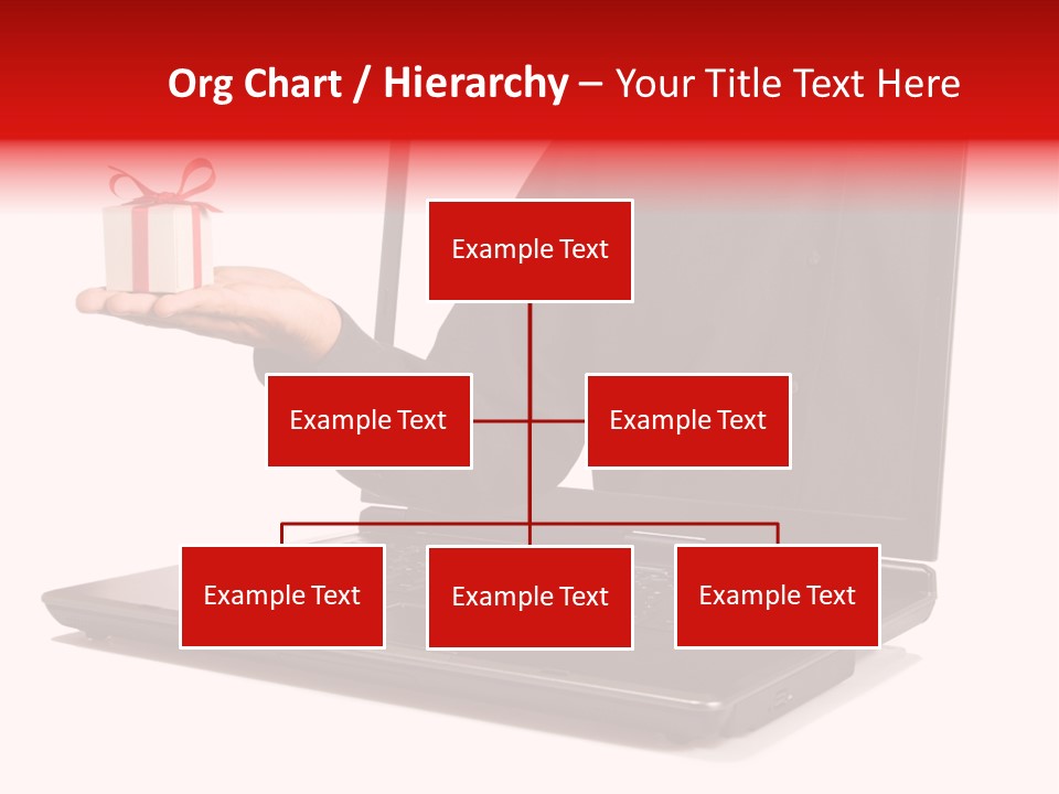 A Person Holding A Present In Front Of A Laptop PowerPoint Template