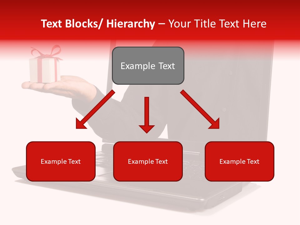 A Person Holding A Present In Front Of A Laptop PowerPoint Template