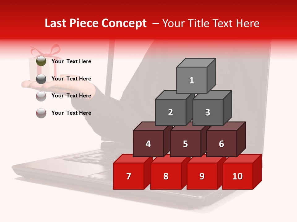 A Person Holding A Present In Front Of A Laptop PowerPoint Template