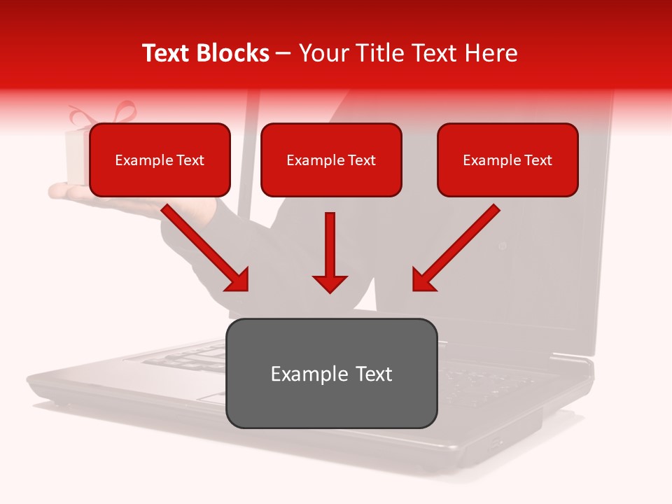 A Person Holding A Present In Front Of A Laptop PowerPoint Template