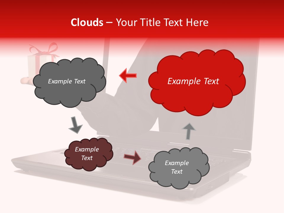 A Person Holding A Present In Front Of A Laptop PowerPoint Template