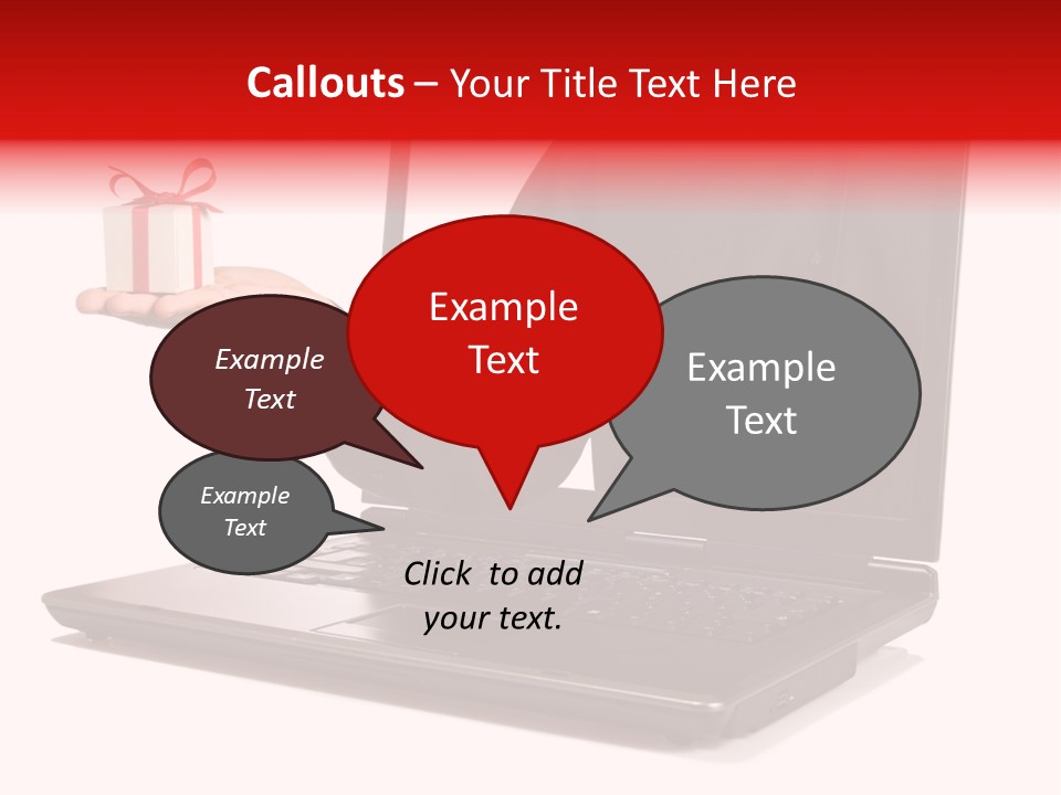 A Person Holding A Present In Front Of A Laptop PowerPoint Template