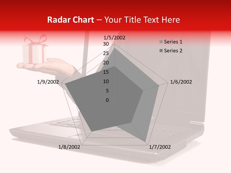 A Person Holding A Present In Front Of A Laptop PowerPoint Template