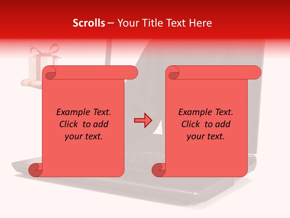 A Person Holding A Present In Front Of A Laptop PowerPoint Template
