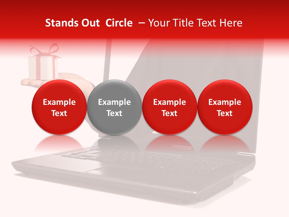 A Person Holding A Present In Front Of A Laptop PowerPoint Template
