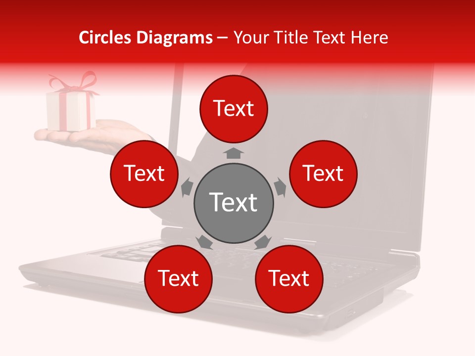 A Person Holding A Present In Front Of A Laptop PowerPoint Template