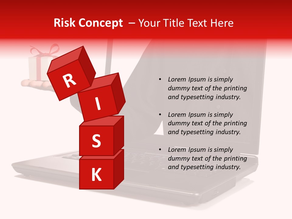 A Person Holding A Present In Front Of A Laptop PowerPoint Template