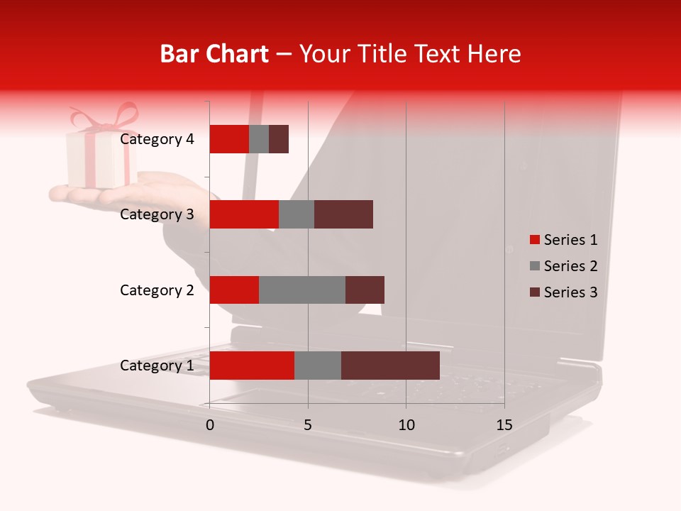 A Person Holding A Present In Front Of A Laptop PowerPoint Template