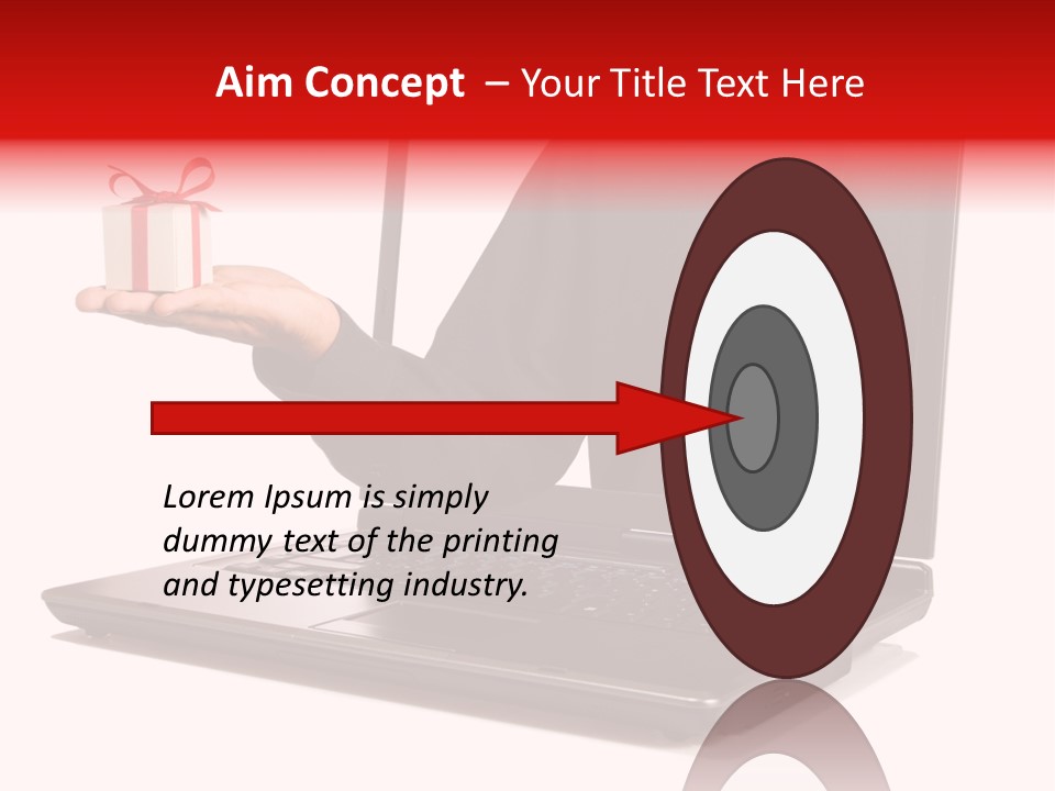 A Person Holding A Present In Front Of A Laptop PowerPoint Template