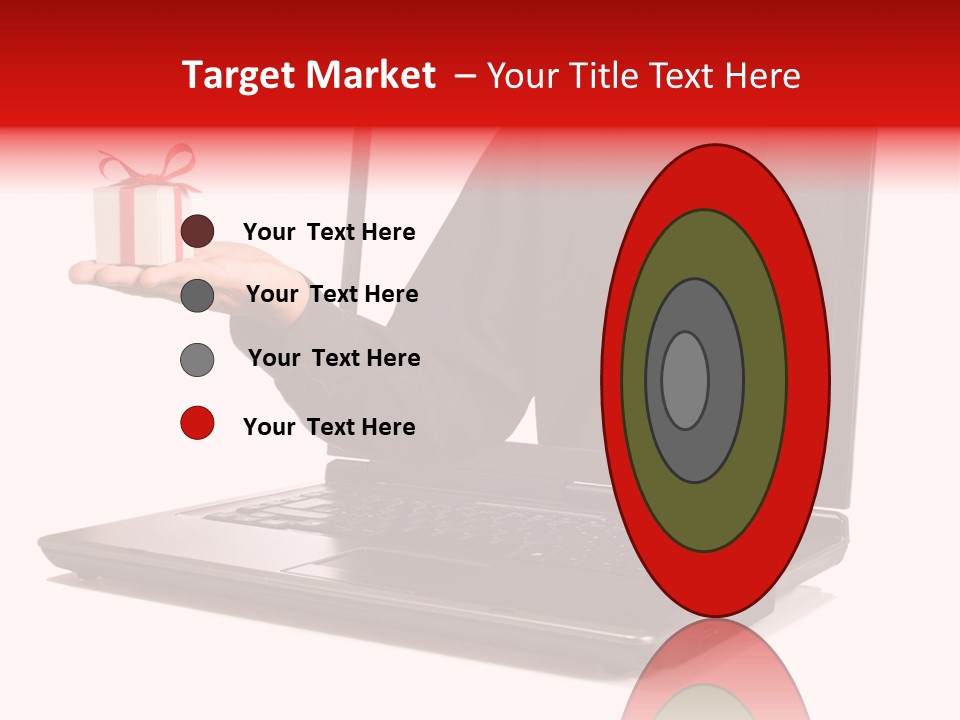 A Person Holding A Present In Front Of A Laptop PowerPoint Template