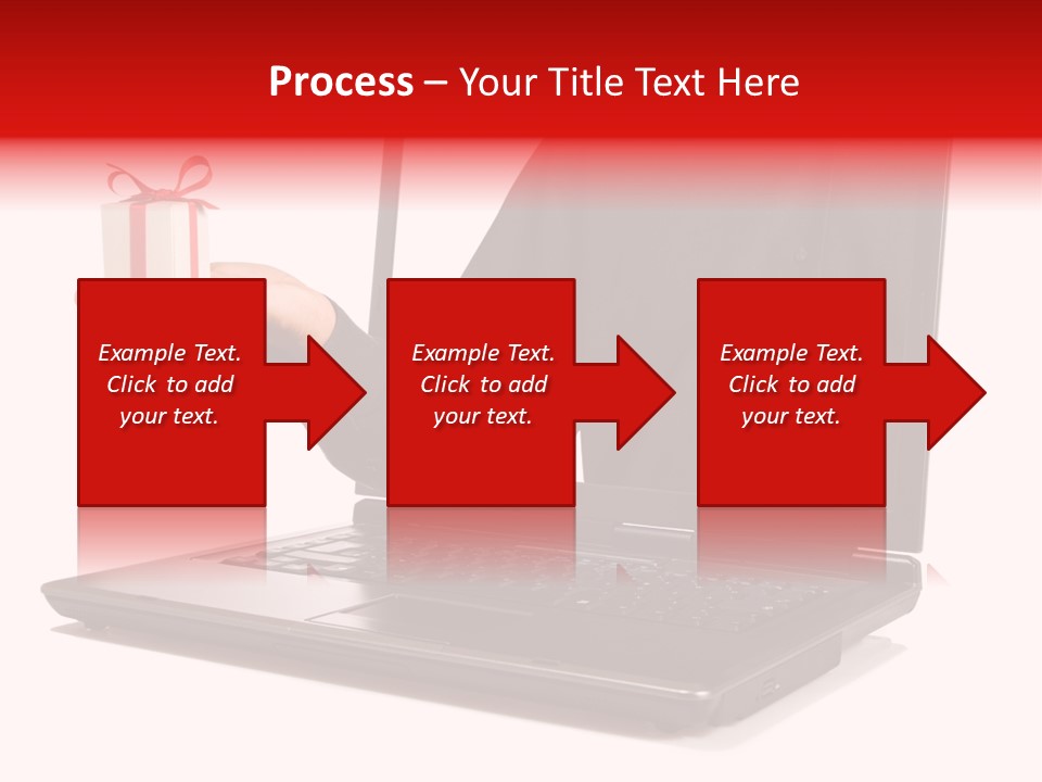 A Person Holding A Present In Front Of A Laptop PowerPoint Template