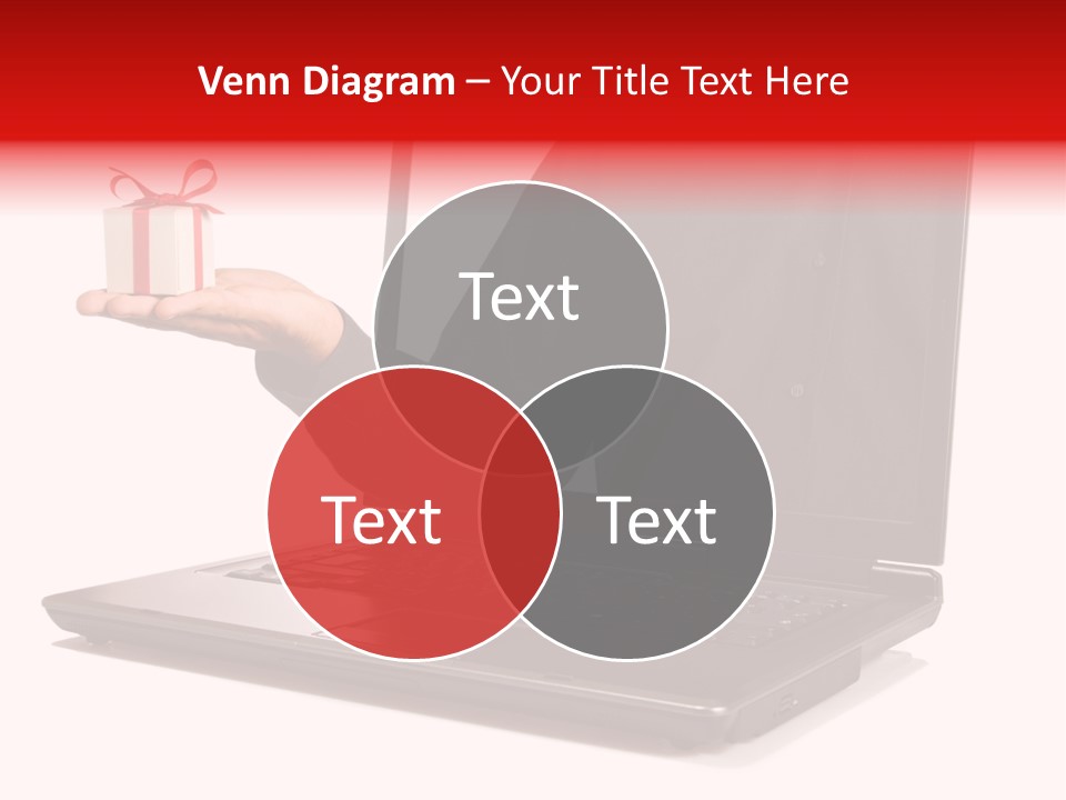 A Person Holding A Present In Front Of A Laptop PowerPoint Template