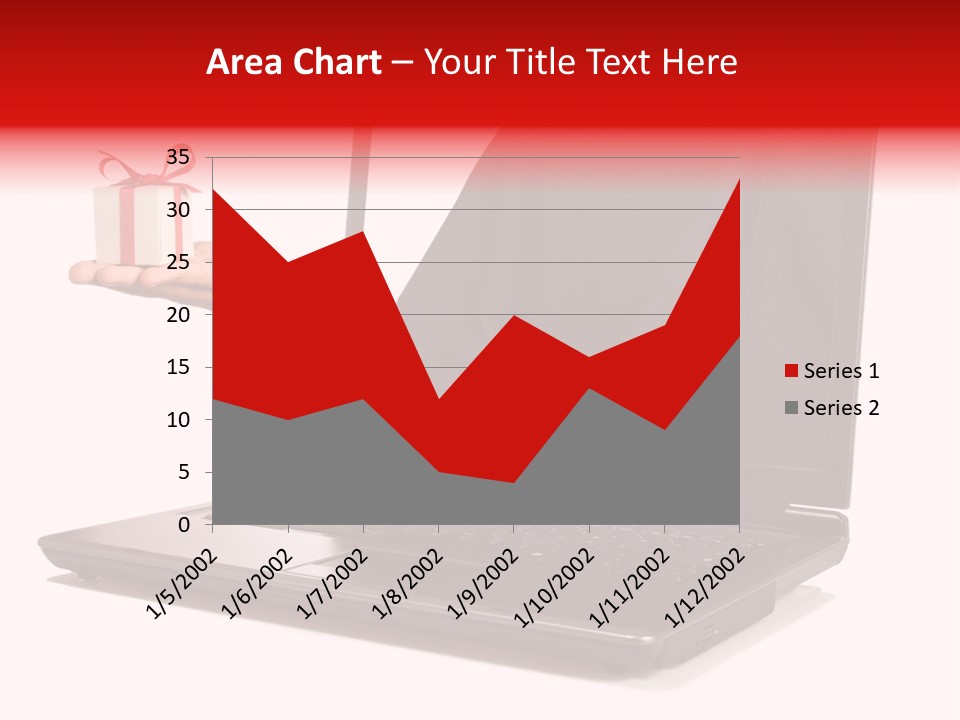 A Person Holding A Present In Front Of A Laptop PowerPoint Template