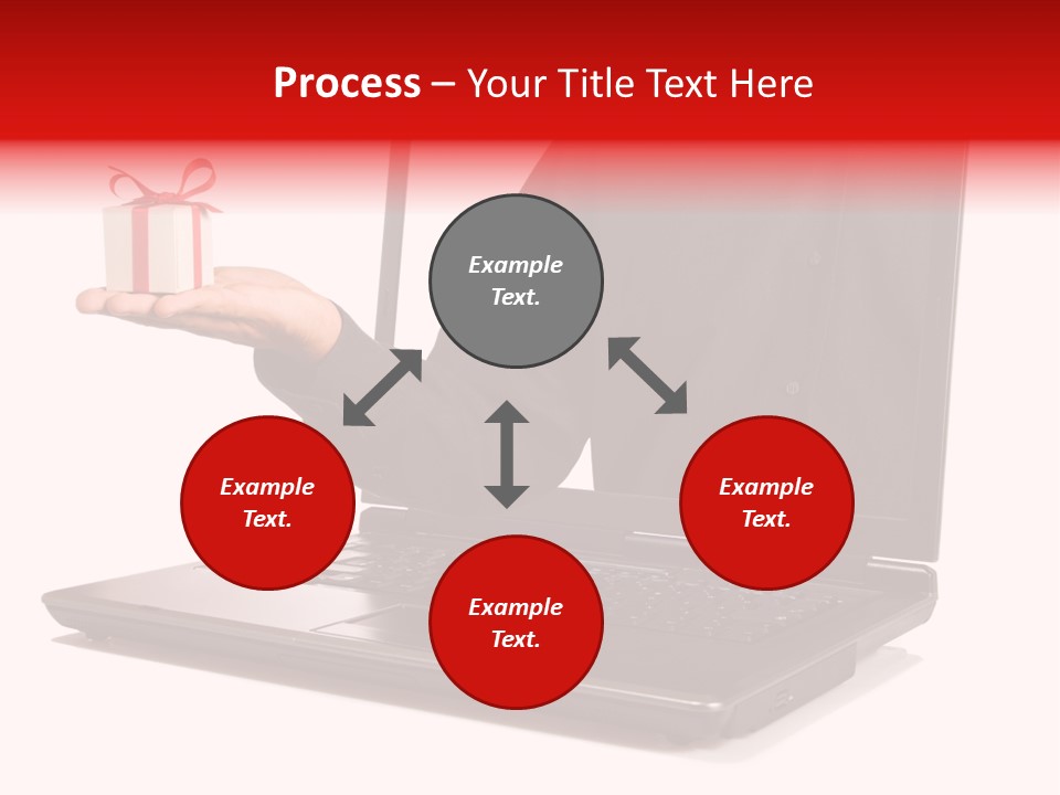 A Person Holding A Present In Front Of A Laptop PowerPoint Template