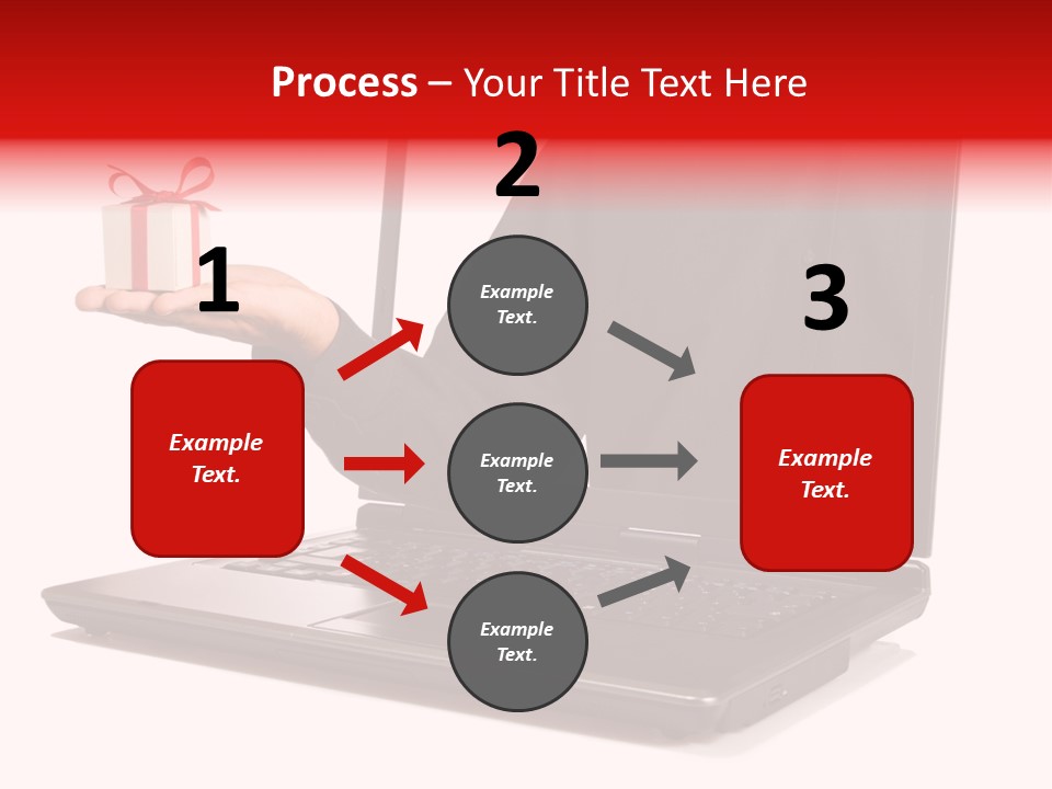A Person Holding A Present In Front Of A Laptop PowerPoint Template