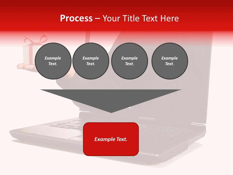 A Person Holding A Present In Front Of A Laptop PowerPoint Template