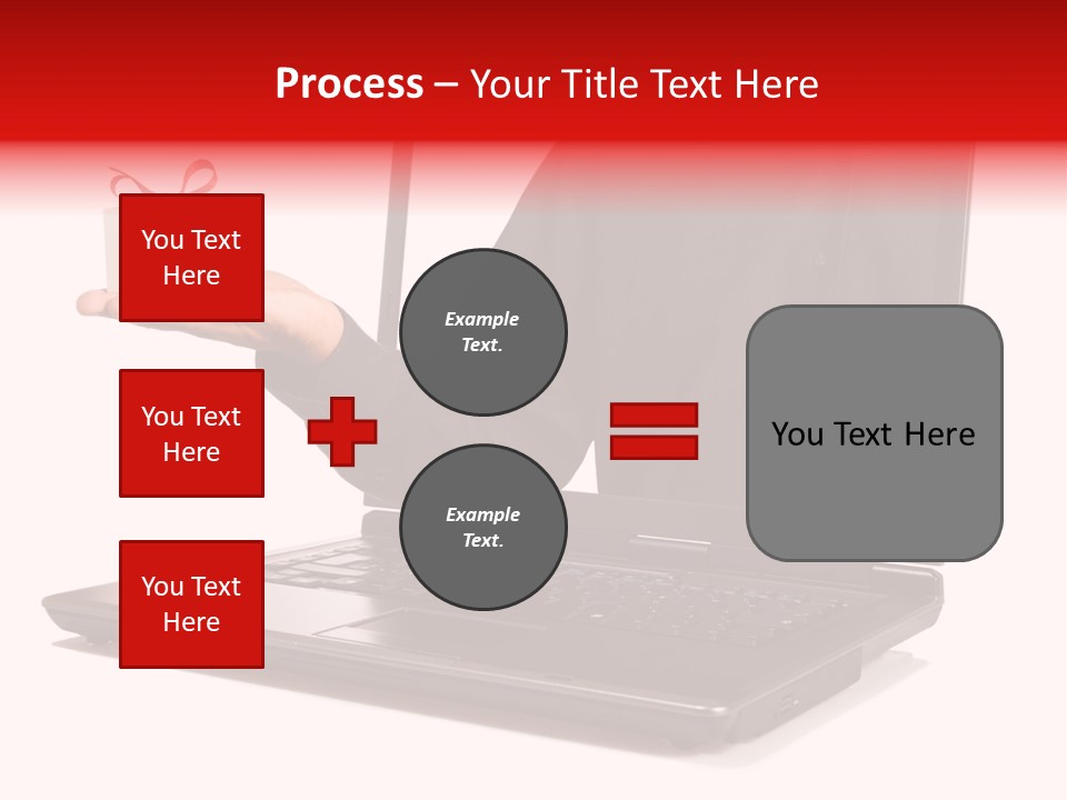 A Person Holding A Present In Front Of A Laptop PowerPoint Template