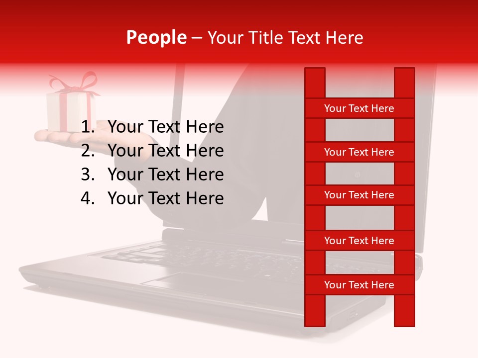 A Person Holding A Present In Front Of A Laptop PowerPoint Template