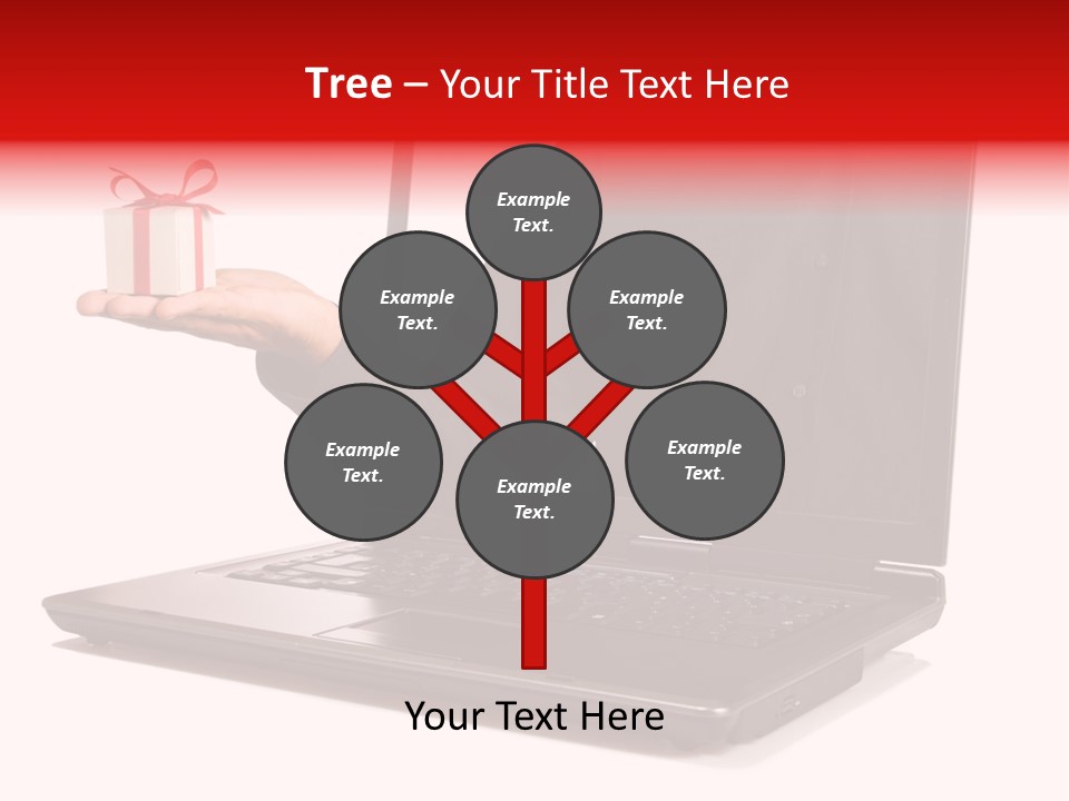 A Person Holding A Present In Front Of A Laptop PowerPoint Template