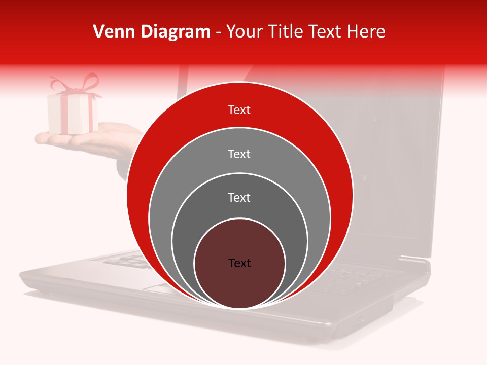 A Person Holding A Present In Front Of A Laptop PowerPoint Template